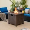 32 Inch 50,000 BTU Square Fire Pit Table with Lid and Lava Rocks