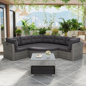 Patio Furniture Set Outdoor Furniture Daybed Rattan Sectional Furniture Set Patio Seating Group With Cushions and Center Table for Patio, Lawn, Backya