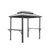 Grill Gazebo 8' √ó 6', Aluminum BBQ Gazebo Outdoor Metal Frame with Shelves Serving Tables, Permanent Double Roof Hard top Gazebos for Patio Lawn Deck