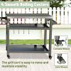 3-Shelf Outdoor Grill Table, Grill Cart Outdoor with Wheels, Pizza Oven and Food Prep Table, Blackstone Table with Stainless Steel Tabletop, Grill Sta