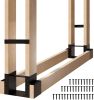 Firewood Log Rack Bracket Kit,Firewood Holder Installed by 2x4 Lumber,DIY Log Storage Rack Brackets with Sidebars,Iron Steel Wood Stacking Stand Acces