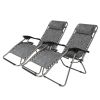 Infinity Zero Gravity Chair Pack 2, Outdoor Lounge Patio Chairs with Pillow and Utility Tray Adjustable Folding Recliner for Deck,Patio,Beach,Yard, Gr