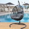 High Quality Outdoor Indoor Black color PE Wicker Swing Egg chair