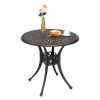 78*78*75cm Circular Diamond Top Courtyard Cast Aluminum Table Bronze