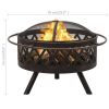 Rustic Fire Pit with Poker 29.9" XXL Steel