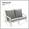 HIPS Loveseat with Cushion, Wood Grain Outdoor Garden Sofa,White/Grey