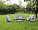 HIPS All-Weather Outdoor Single Sofa with Cushion, White/Grey