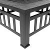 Portable Courtyard Metal Fire Pit with Accessories Black