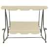 Outdoor Swing Bench with Canopy Sand White