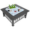 Portable Courtyard Metal Fire Pit with Accessories Black