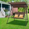 2-Person Outdoor Porch Metal Hanging Swing Chair with Sturdy Chains