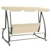 Outdoor Swing Bench with Canopy Sand White