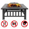 Portable Courtyard Metal Fire Pit with Accessories Black