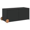 Garden Storage Box with Wheels Black 74.8 Gal Poly Rattan