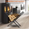 Firewood Log Rack 220LBS Steel Wood Lumber Storage Stacking Rack X Shape Storage Holder for Fireplace Firepit