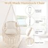 Hanging Hammock Chair with Soft Seat Cushions and Sturdy Rope Chain