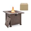 32 Inch 50,000 BTU Square Fire Pit Table with Lid and Lava Rocks