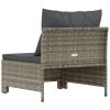 Patio Middle Sofa with Cushion Gray Poly Rattan