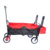 folding wagon Collapsible Outdoor Utility Wagon, Heavy Duty Folding Garden Portable Hand Cart, Drink Holder, Adjustable Handles(Black+Red colour)