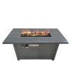 Living Source International Steel Propane/Natural Gas Outdoor Fire Pit Table with Lid (Gray) 42inches