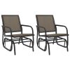 3 Piece Garden Glider Lounge Set Brown Textilene and Steel