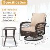 3 Pieces Patio Furniture Set, Outdoor Swivel Gliders Rocker, Wicker Patio Bistro Set with Rattan Rocking Chair, Glass Top Side Table and Thickened Cus