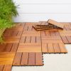 Outdoor Patio 4-Slat Acacia Interlocking Deck Tile (Set of 10 Tiles)