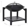 Fire Pit with Poker 21.3"x21.3"x21.7" Steel