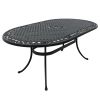 72 Inch Oval Cast Aluminum Patio Table with Umbrella Hole; Round Patio Bistro Table for Garden; Patio; Yard; Black with Antique Bronze at The Edge