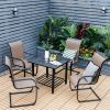 31 Inch Outdoor Fire Pit Dining Table with Cooking BBQ Grate