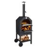 Outdoor Wood Fired Pizza Oven with Pizza Stone; Pizza Peel; Grill Rack; and Waterproof Cover