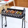 Portable Charcoal BBQ Grills Steel Rotisserie Outdoor Cooking Height Adjustable with 4 Wheels Large / Small Skewers Portability for Patio, Backyard, B