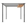 10' x 13' Aluminum Patio Pergola with Retractable Pergola Canopy, Backyard Shade Shelter for Porch, Outdoor Party, Garden, Grill Gazebo, Khaki