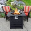 Square Propane Fire Pit Table with Lava Rocks and Rain Cover