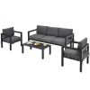 4 Pieces Outdoor Furniture Set for Backyard and Poolside