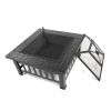 Portable Courtyard Metal Fire Pit with Accessories Black