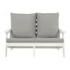 HIPS Loveseat with Cushion, Wood Grain Outdoor Garden Sofa,White/Grey