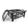 Portable Courtyard Metal Fire Pit with Accessories Black