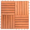 Outdoor Patio 6-Slat Eucalyptus Interlocking Deck Tile (Set of 10 Tiles)