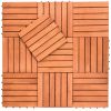 Outdoor Patio 6-Slat Eucalyptus Interlocking Deck Tile (Set of 10 Tiles)