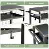 3-Shelf Outdoor Grill Table, Grill Cart Outdoor with Wheels, Pizza Oven and Food Prep Table, Blackstone Table with Stainless Steel Tabletop, Grill Sta