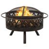 Rustic Fire Pit with Poker 29.9" XXL Steel