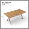 70.87inch Rectangular Dining Table with X-shape Aluminum Table Leg/Metal Base, Teak