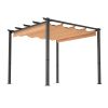 10' x 10' Aluminum Patio Pergola with Retractable Pergola Canopy, Backyard Shade Shelter for Porch, Outdoor Party, Garden, Grill Gazebo, Khaki