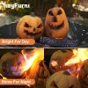 Fireproof Refractory Imitated Pumpkin Gas Log for Indoor Outdoor Fireplaces, Fire Pit, Halloween Decor,Ceramic Fire Logs,Yellow,7 inch