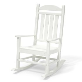 Outdoor Rocking Chairs All-Weather Resistant HDPE Poly Wood Resin Plastic, Humidity-Proof, Porch, Deck, Garden, Lawn, Backyard, Fire Pit, Garden Glide (Color: White)