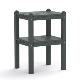 Double outdoor side table;  rectangular patio side table  in HDPE (Color: GRAY)