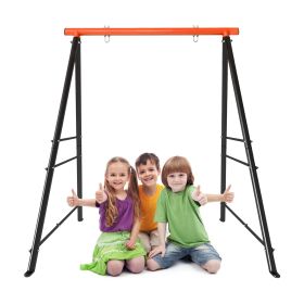 Metal Swing Stand Swing Sets for Backyard,Powder Coated Swing Frame of Swing Set with Extra Side Bars,880 Lbs Heavy-Duty A-Frame Outdoor Swing Fits Sw (Color: Orange)