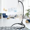 Outdoor Hanging Swing Chair with Stand, Boho Swinging Hammock Chairs with Stand for Bedroom, Patio, Porch, Outdoor and Indoor