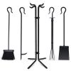 Wrought Iron Fireplace Tools with Decor Holder